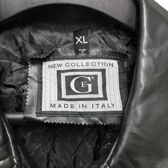 G New Collection Leather Jacket Mens XL Black Made in Italy Quilted Car Coat - Picture 2 of 13